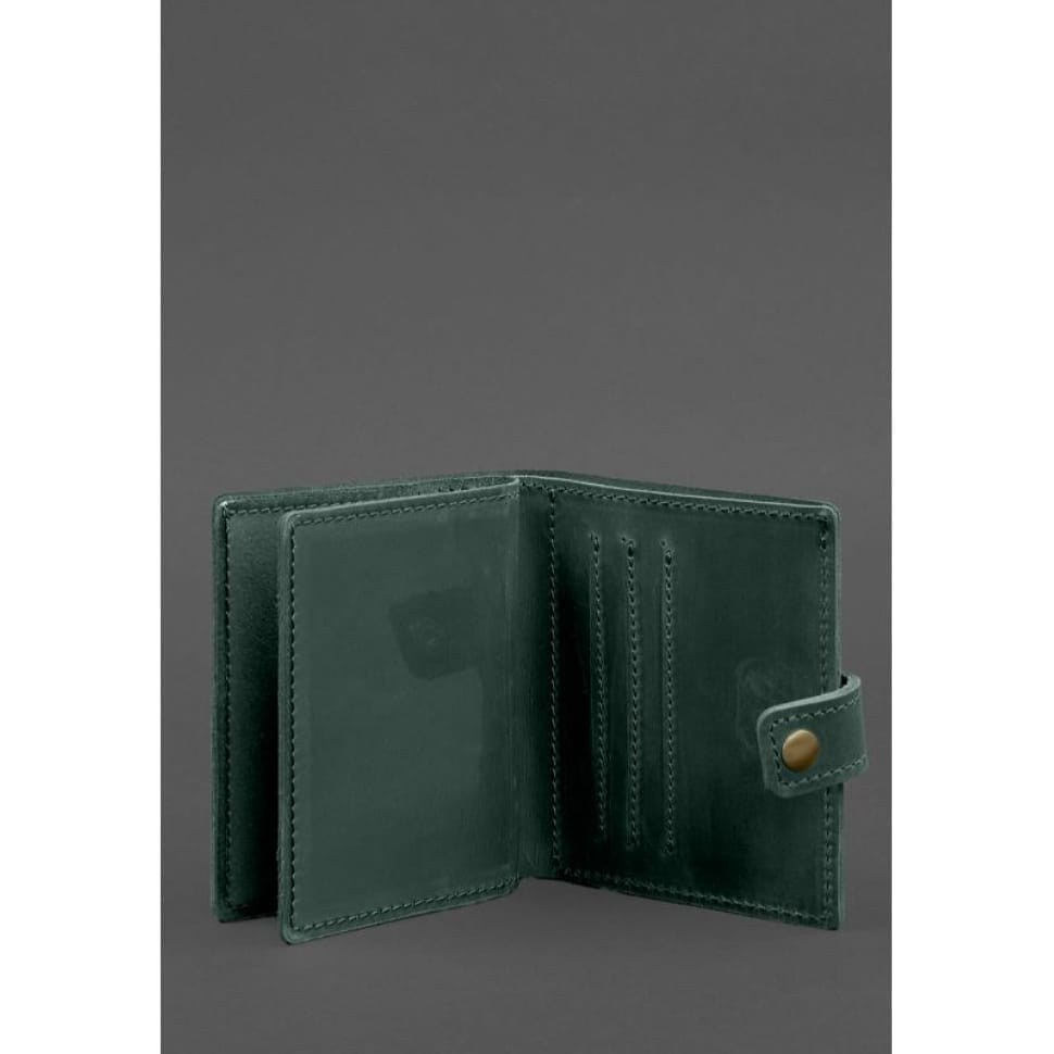 Шкіряна обкладинка-портмоне для посвідчення офіцера ДПСУ 11.2 зелена Crazy Horse