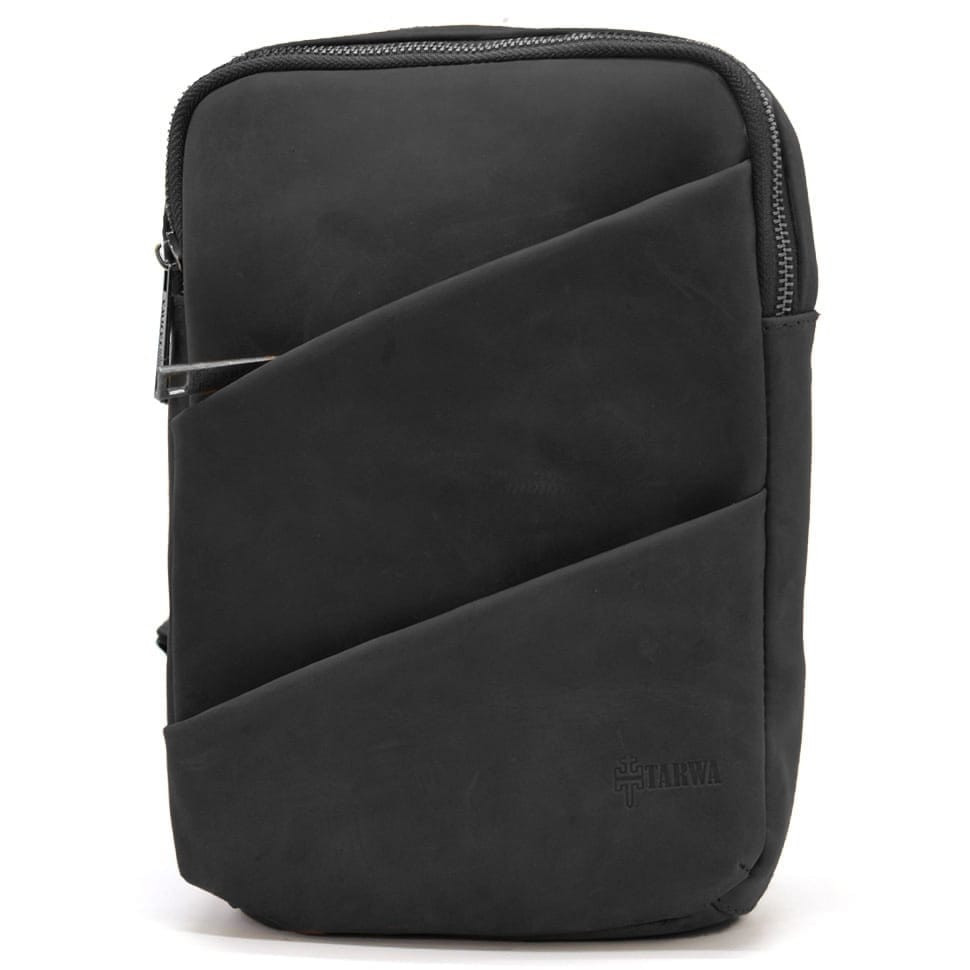 Рюкзак слінг на одну шлейку RA-0604-3md TARWA чорний крейзі хорс