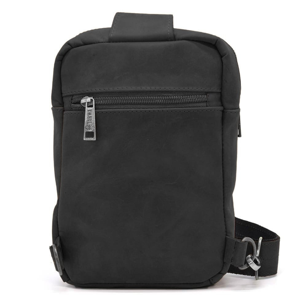 Рюкзак слінг на одну шлейку RA-0604-3md TARWA чорний крейзі хорс