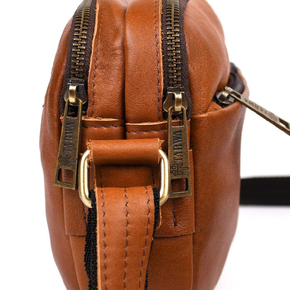 Сумка через плече шкіряна на два відділення GB-0745-3md TARWA коньячна Наппа