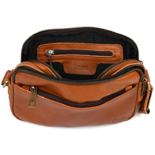 Сумка через плече шкіряна на два відділення GB-0745-3md TARWA коньячна Наппа