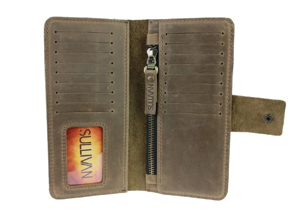 Mens large leather wallet SULLIVAN 103-27(9) olive