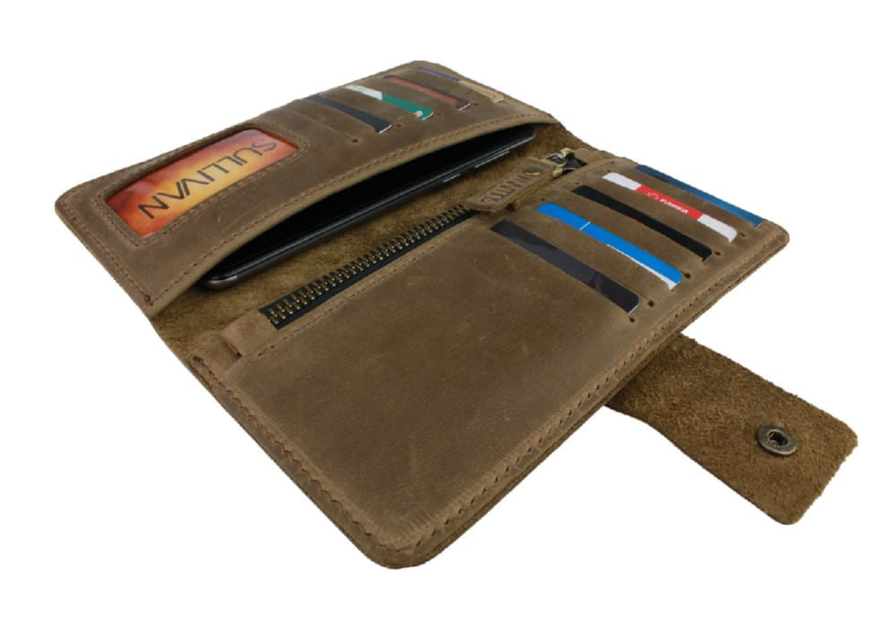 Mens large leather wallet SULLIVAN 103-27(9) olive