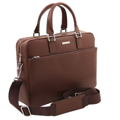 Torino Saffiano leather laptop briefcase