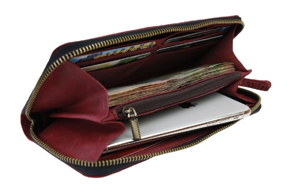 Кошелек женский кожаный клатч большой travel SULLIVAN  80285-1(19.5) марсала