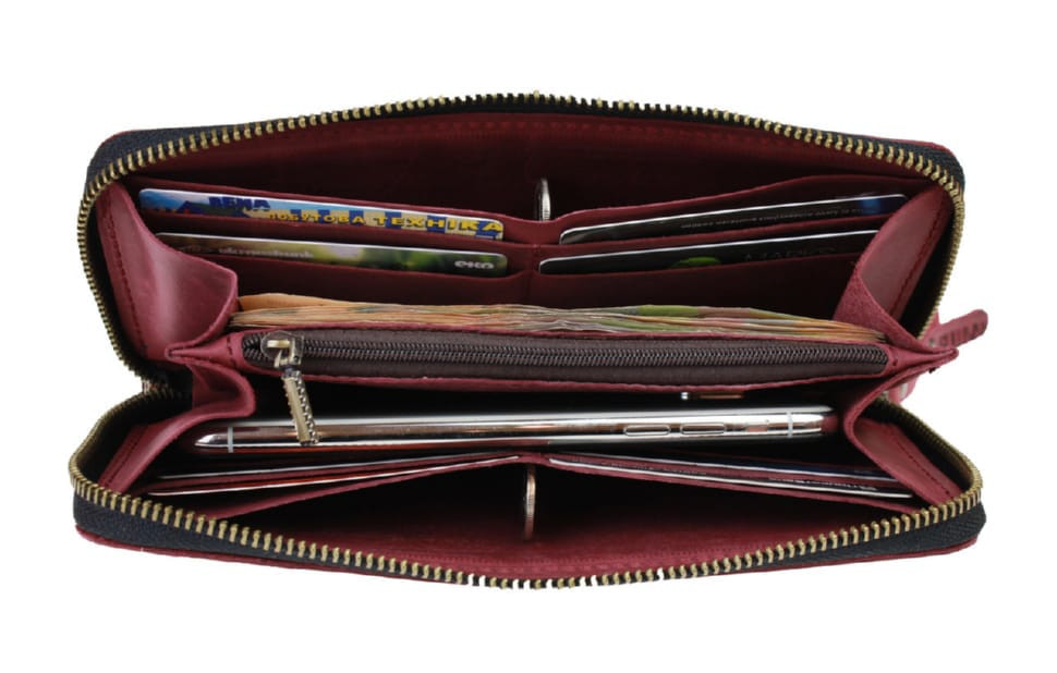 Кошелек женский кожаный клатч большой travel SULLIVAN  80285-1(19.5) марсала