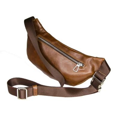 Leather belt bag banana Grande Pelle 741623 cognac