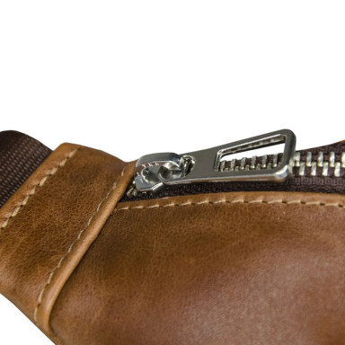 Leather belt bag banana Grande Pelle 741623 cognac