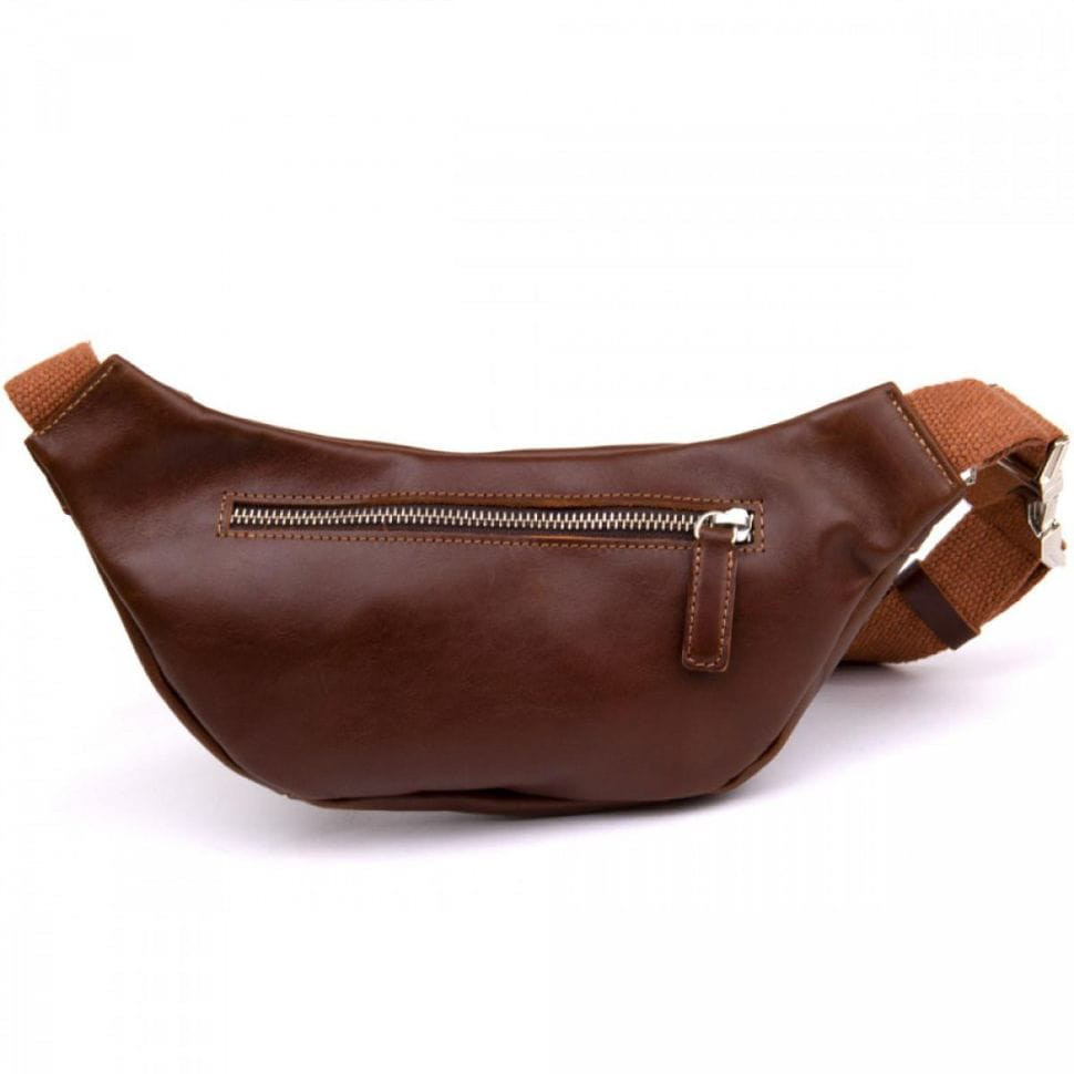 Leather belt bag banana Grande Pelle 741623 cognac