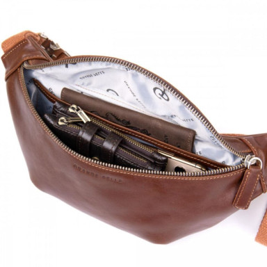 Leather belt bag banana Grande Pelle 741623 cognac