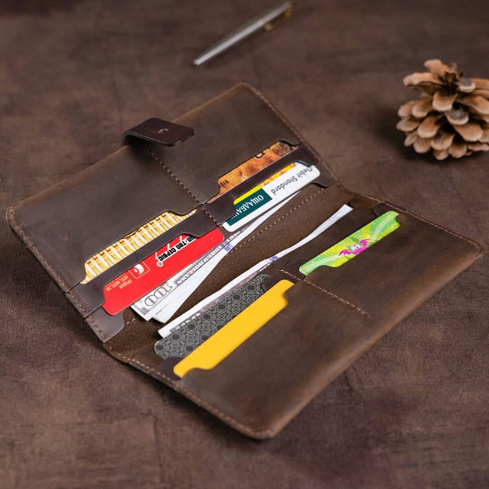 Гаманець чоловічий з вінтажній шкіри SHVIGEL 16207 Темно-коричневий