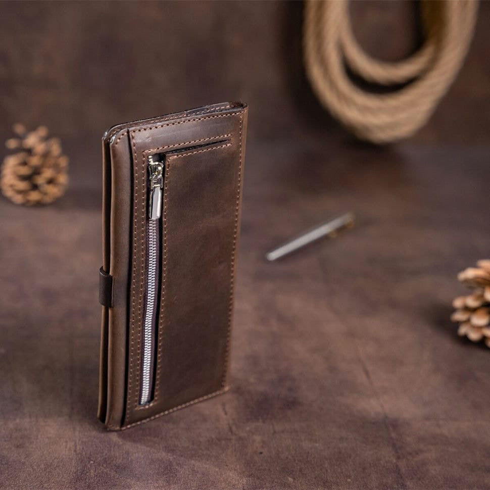 Гаманець чоловічий з вінтажній шкіри SHVIGEL 16207 Темно-коричневий