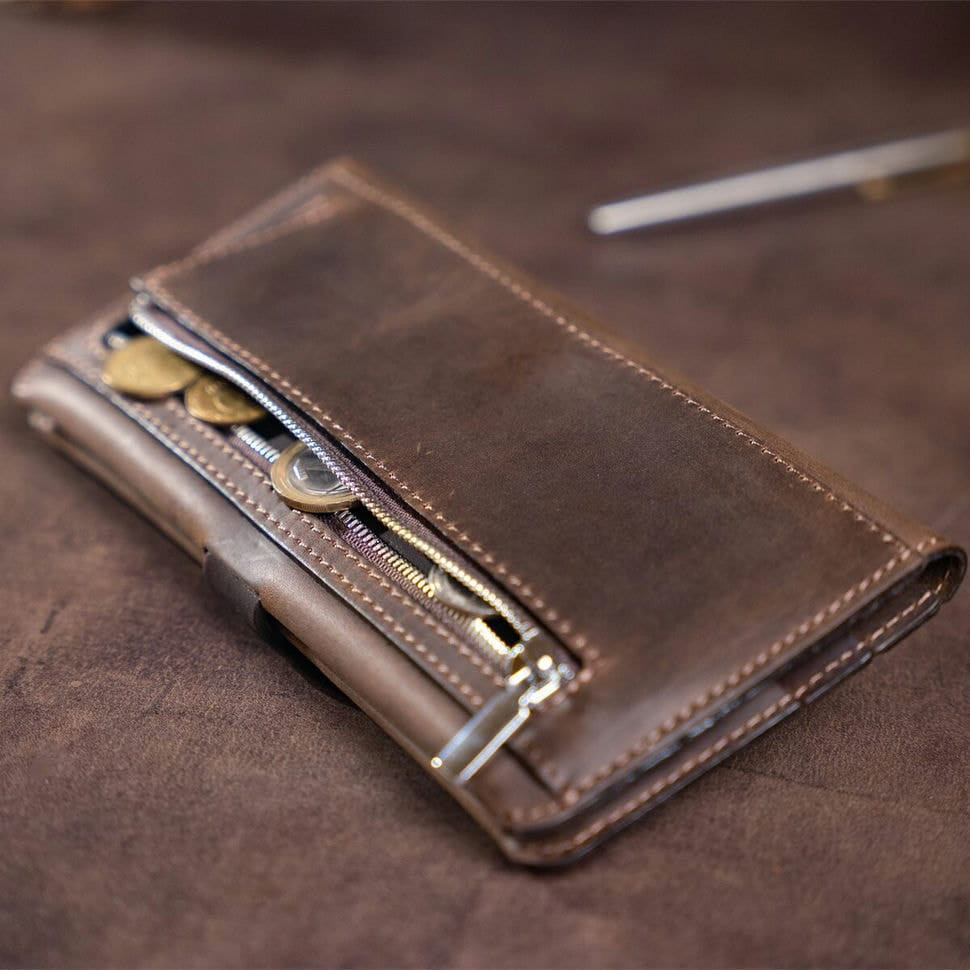 Гаманець чоловічий з вінтажній шкіри SHVIGEL 16207 Темно-коричневий