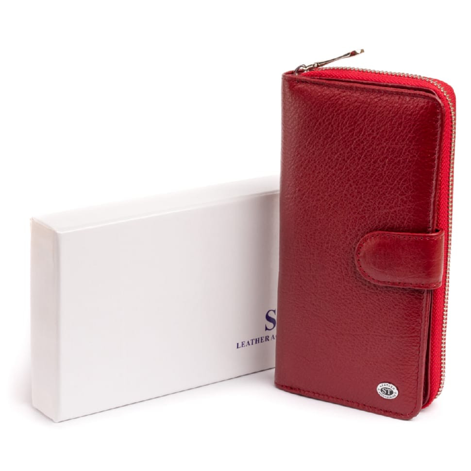 Вертикальный вместительный кошелек из кожи женский ST Leather 19307 Бордовый