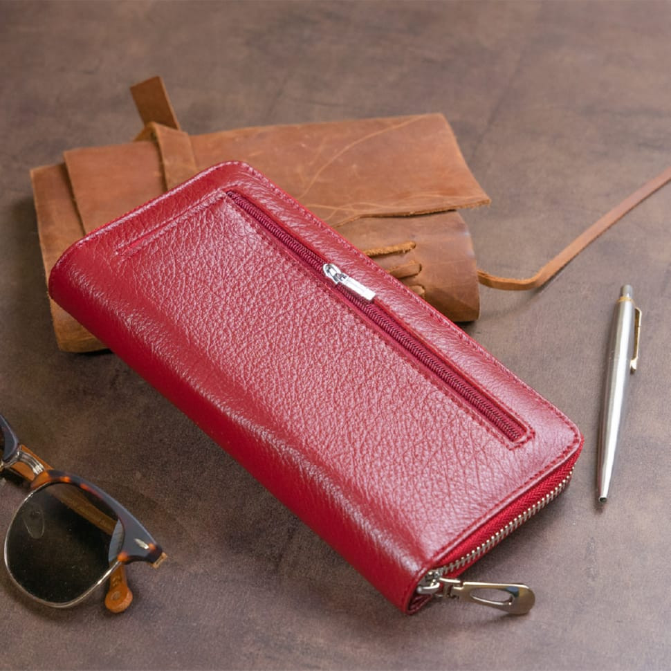 Вертикальный вместительный кошелек из кожи женский ST Leather 19307 Бордовый