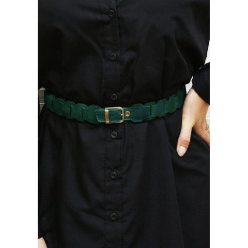 Жіночий шкіряний бохо-ремінь зелений