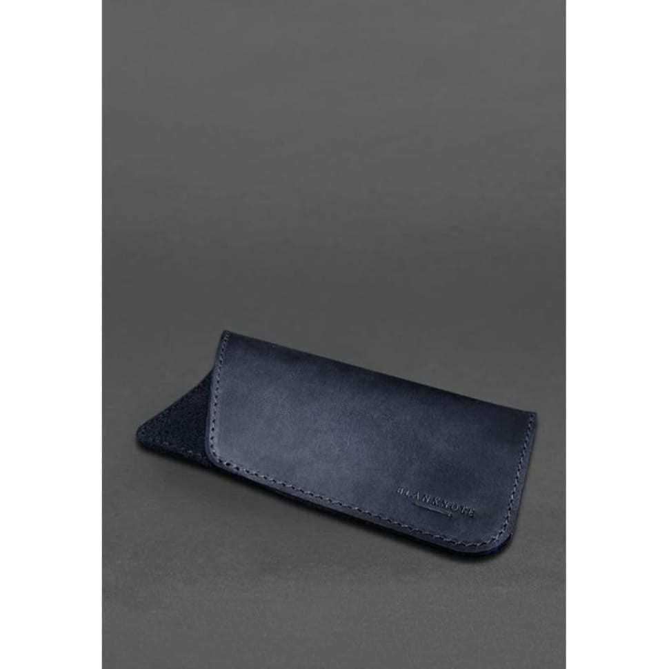 Шкіряний чохол для окулярів Синій Crazy Horse