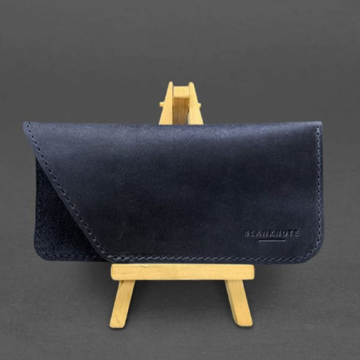 Шкіряний чохол для окулярів Синій Crazy Horse