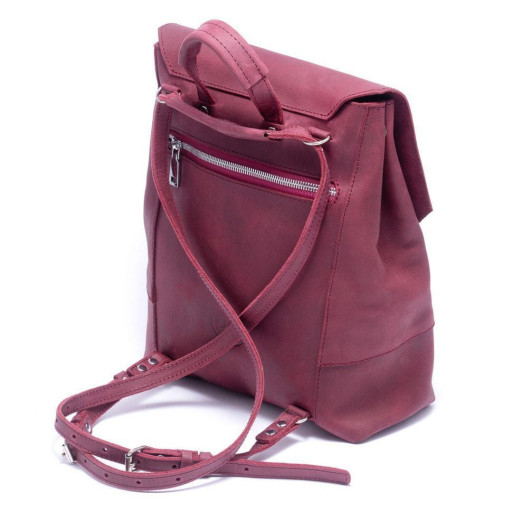 Жіночий шкіряний рюкзак-сумка Асті, колір - Бордовий 039м