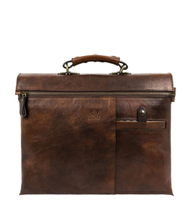 Leather Briefcase Laptop Bag - From Here to Eternity - Brown Matte color - Time Resistance 5240101