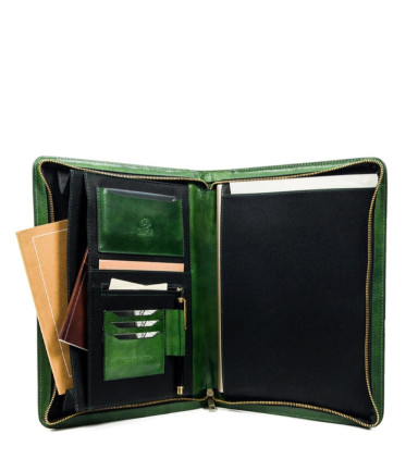 Womens Leather A4 Documents Folder Organizer - Candide -   Green color -  Time Resistance 5205801W