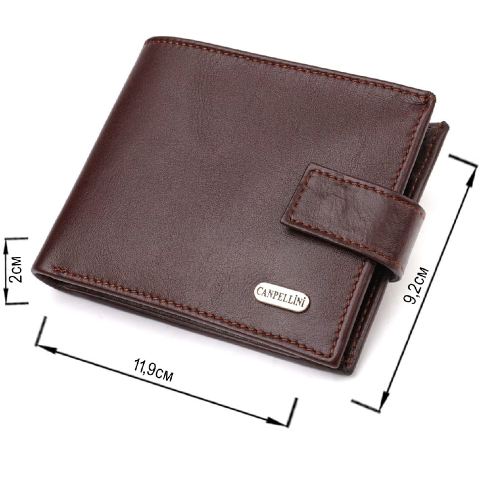 Цікавий горизонтальний гаманець для чоловіків з натуральної гладкої шкіри CANPELLINI 21892 Коричневий
