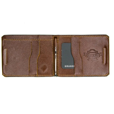 Mens leather money clip 150623 terracotta