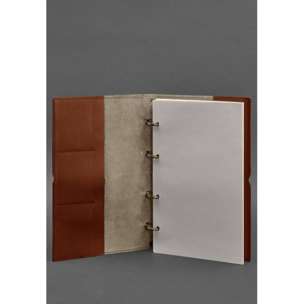 Leather notebook A4 on rings (soft beech) 9.0 soft cover light brown Crust