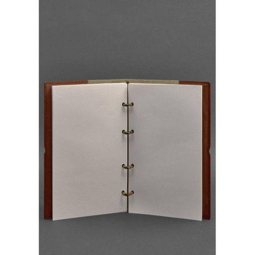 Шкіряний блокнот А4 на кільцях (софт-бук) 9.0 у м'якій обкладинці світло-коричневий Краст