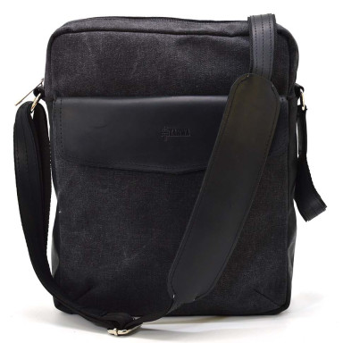 Mens canvas shoulder bag TARWA RAG-1810-3md black