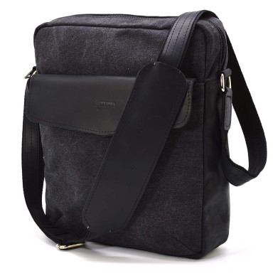 Mens canvas shoulder bag TARWA RAG-1810-3md black