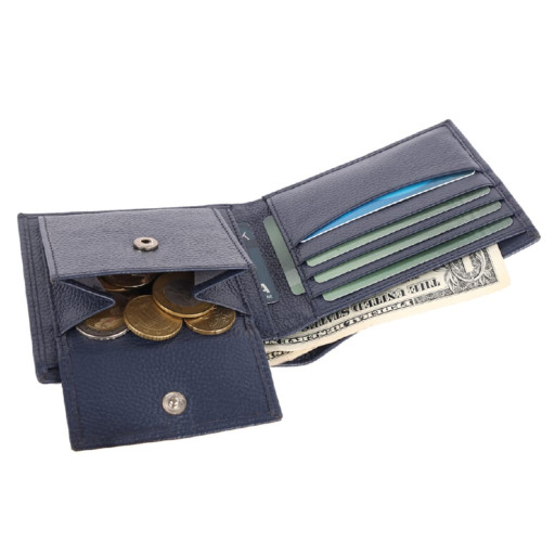 Чоловічий шкіряний гаманець Brampton London Plutus Navy (Синій)