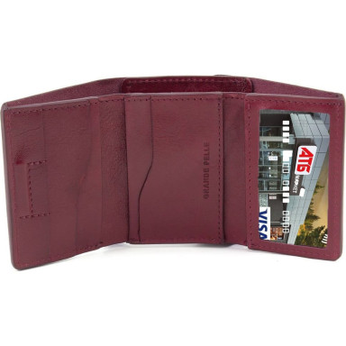 Womens small leather wallet Grande Pelle 503661 burgundy