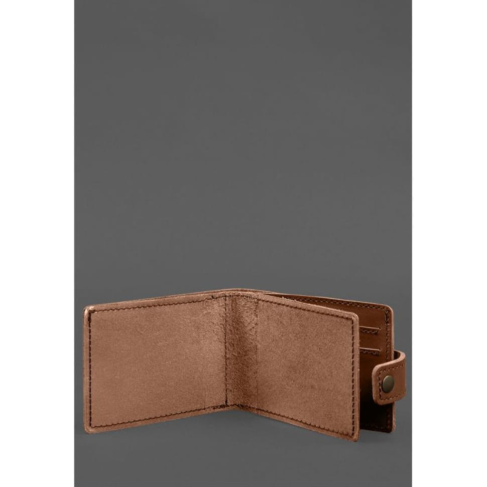 Leather wallet-cover for ID card of combat participant (UBD cardboard document) Light brown