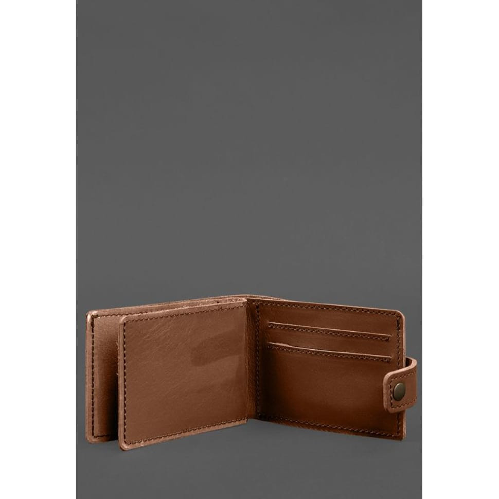 Leather wallet-cover for ID card of combat participant (UBD cardboard document) Light brown