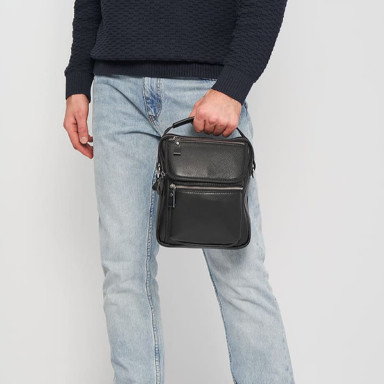 Men's leather bag Keizer K18209bl-black