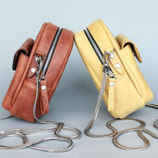 Шкіряна жіноча міні-сумка Kroha жовта vintage