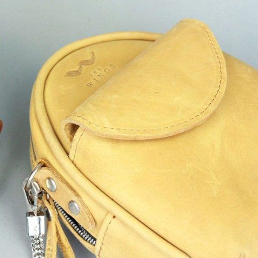 Шкіряна жіноча міні-сумка Kroha жовта vintage