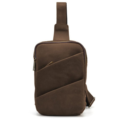 Sling backpack with one harness RC-0604-3md TARWA brown crazy horse 
