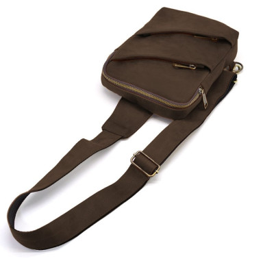 Sling backpack with one harness RC-0604-3md TARWA brown crazy horse 