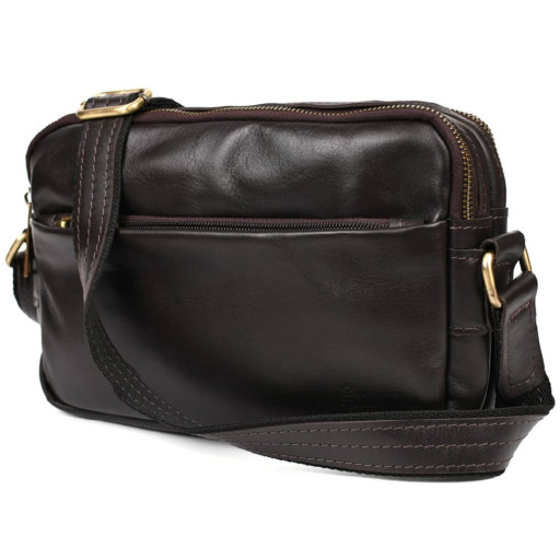Сумка через плече шкіряна на два відділення GC-0745-3md TARWA коричнева Наппа