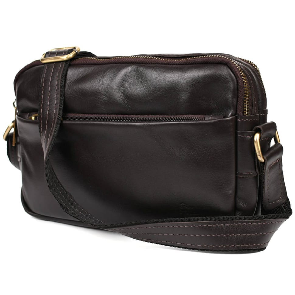 Сумка через плече шкіряна на два відділення GC-0745-3md TARWA коричнева Наппа