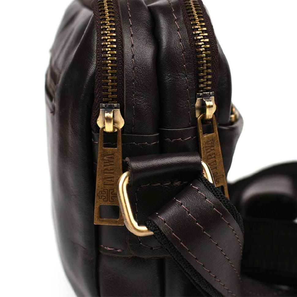 Сумка через плече шкіряна на два відділення GC-0745-3md TARWA коричнева Наппа