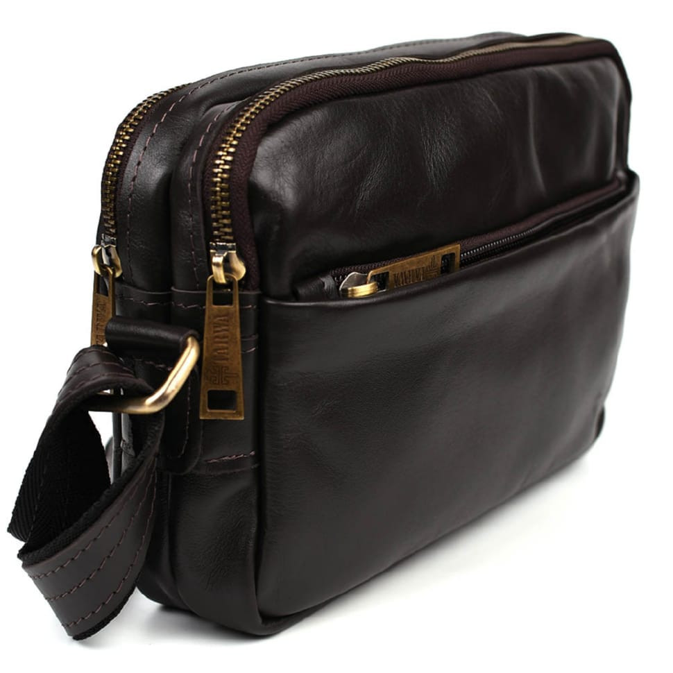 Сумка через плече шкіряна на два відділення GC-0745-3md TARWA коричнева Наппа