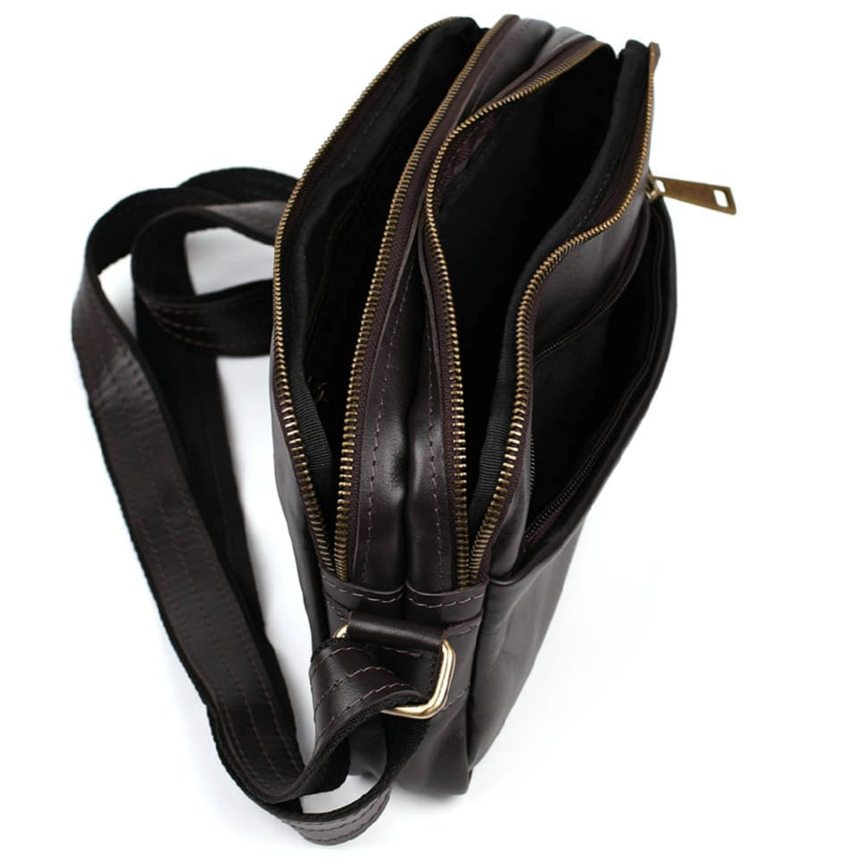 Сумка через плече шкіряна на два відділення GC-0745-3md TARWA коричнева Наппа