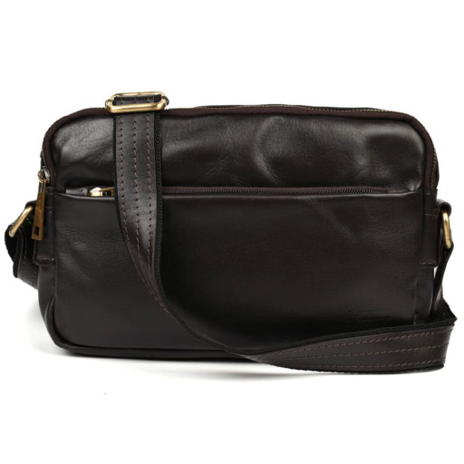 Сумка через плече шкіряна на два відділення GC-0745-3md TARWA коричнева Наппа