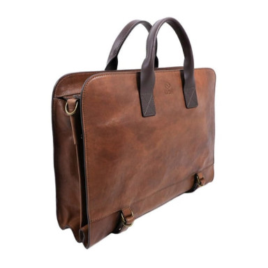 Leather Briefcase - Wide Sargasso Sea - Cognac Brown Matte Time Resistance 5229001