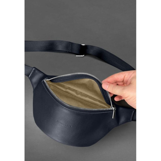 Шкіряна поясна сумка-бананка Kanny синя