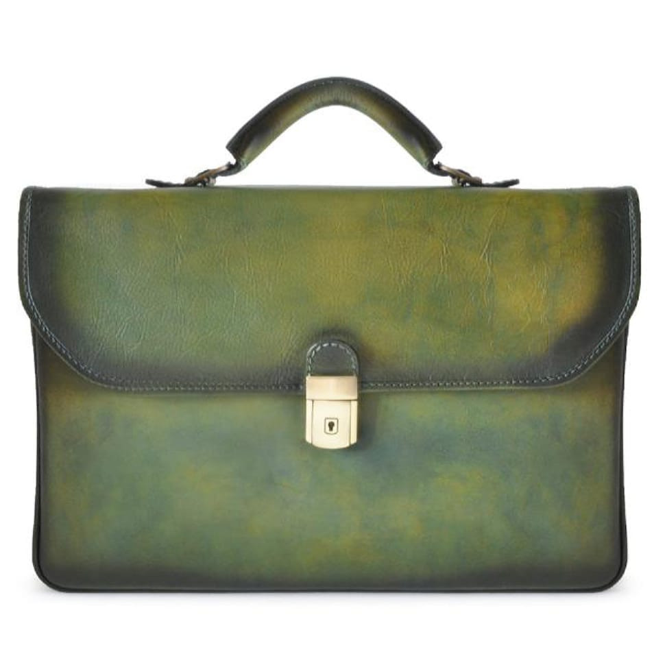Pratesi BVS604 - Briefcase Piccolomini in cow leather Bruce Dark Green
