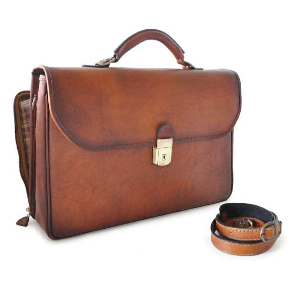 Pratesi BVS604 - Briefcase Piccolomini in cow leather Bruce Dark Green